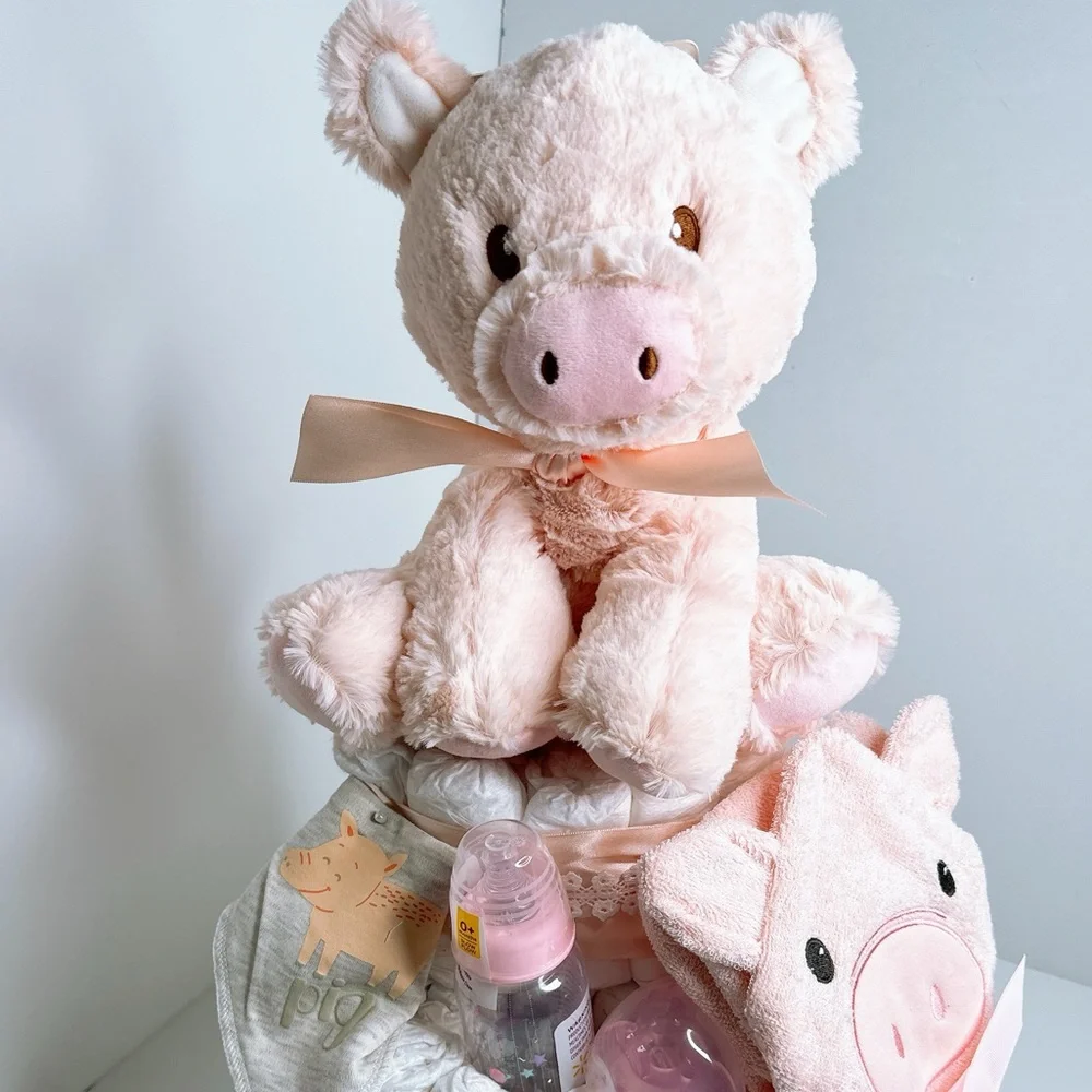 Piggy Diaper Cake, Farm Baby Shower